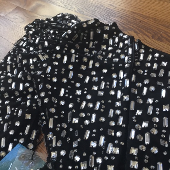 MAC DUGGAL one shoulder embellished puff sleeve silver mini dress sz.2 - Picture 8 of 13